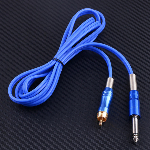 1.8M Blue Silicone RCA Clip Cord Plug fit for Rotary Tattoo Machine Power Supply