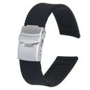 22MM Mens Waterproof Sport Silicone Rubber Deployment Buckle Watch Strap Band