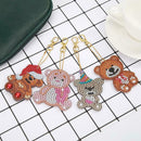 4pcs DIY Full Drill Special Shaped Diamond Painting Xmas Bear Cute Keyring