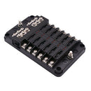 12-way Blade Fuse Block Fuse Box Holder with LED Indicator Damp-Proof Protection