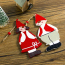 2Pcs Santa Claus Christmas Pendants Ornaments Wooden Craft for Christmas TrSEAU