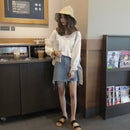 Korean Women Blouse Loose Stitching Hollow Lace V Neck Shirt Crochet Casual To3C