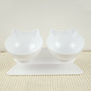 Double Bowls Detachable Tilt Cat Ears Pet Bowl Non-slip Cat Dog Feeder (E)