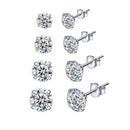 4 Pairs Round Rhinestone Earrings Zircon Crystal Ear Studs Korean Jewelry Gift