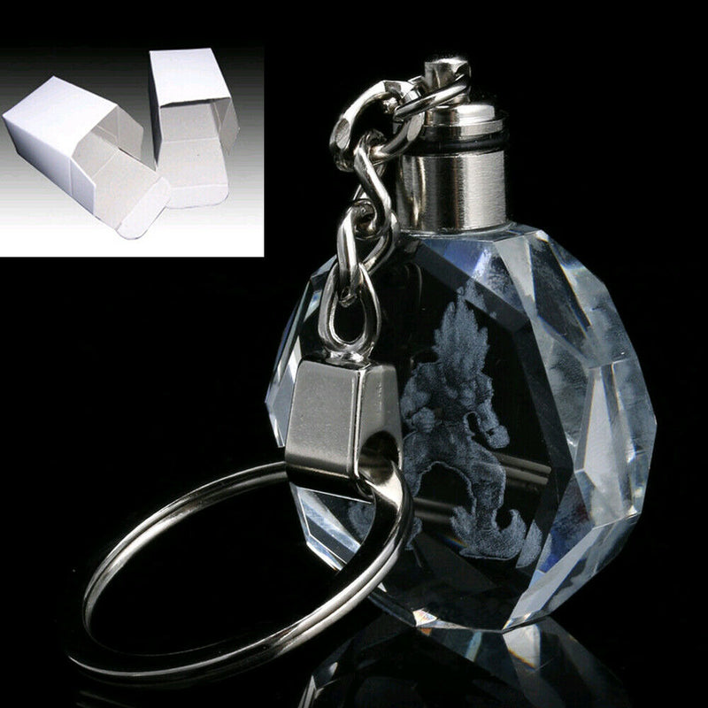 Dragon Ball Z Saiyajin Son Goku Trunks Crystal Key Ring Chain LED Light Pendant