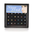 24Pcs Rhinestone Surgical Steel Nose Ring Heart Shape Bone Stud Body Piercing-OZ