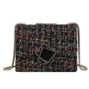 Retro Women Woolen Messenger Bag Flap Clutch Shoulder Handbag (Multicolor)