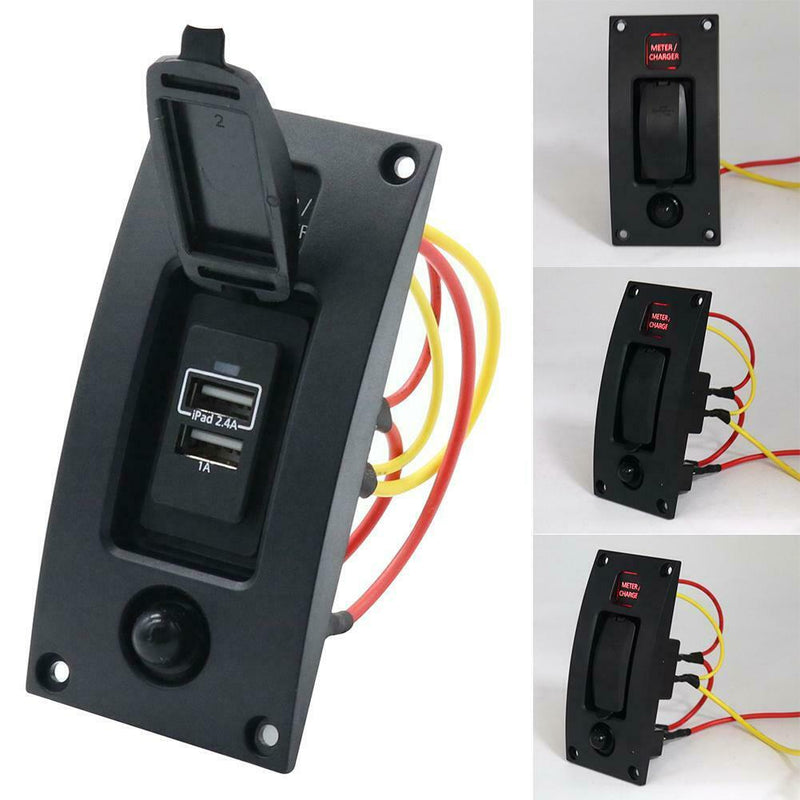 5V 3.4A 2 Port USB Charger Panel IP66 Waterproof for Boat Marine Yacht RV Truck