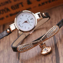 Fashion Luxury Rhinestone Bracelet Women Top Quartz Casual Watch Black
