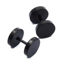 Pair Men's Titanium Steel Barbell Stud Earrings Gothic Black 8mm