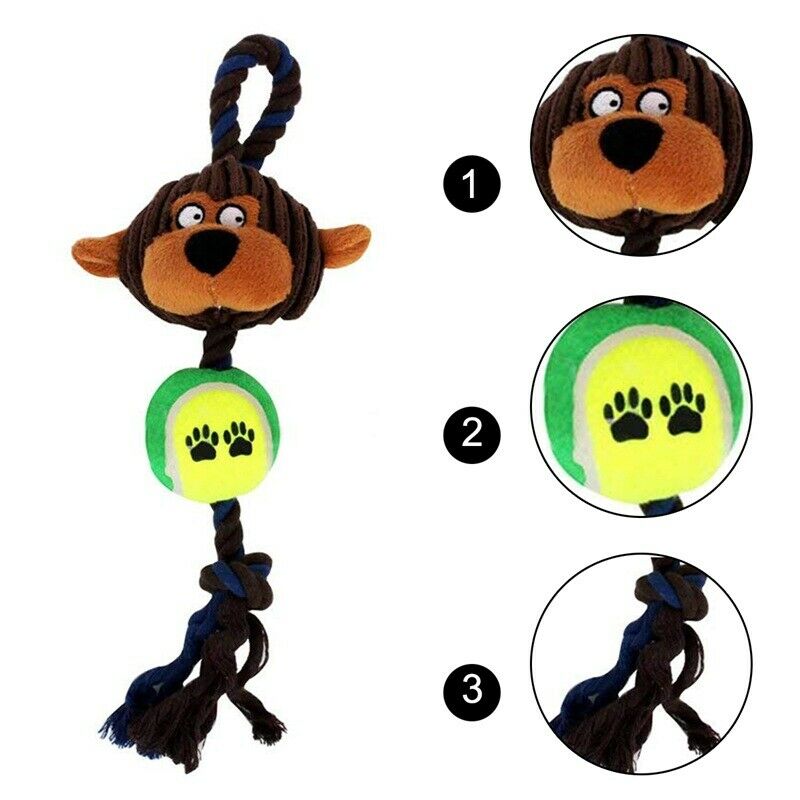 Cotton Ropes Tennis Ball Plush Dog Toys Pet Playing Monkey Interactive Chew