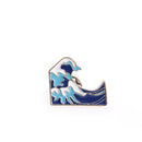 1PC Blue waves brooch Enamel Pin buckle Metal Brooch Coat Jacket Bag Badge FT