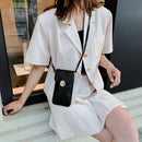 Women Touch Screen Mobile Phone Pouch PU Splicing PVC Crossbody Bag (Black)