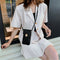 Women Touch Screen Mobile Phone Pouch PU Splicing PVC Crossbody Bag (Black)