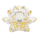 Crystal Lotus Flower Crafts Paperweights Buddhist Feng Shui Ornaments Yellow