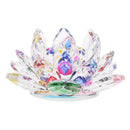 Crystal Lotus Flower Buddhist Ornament Feng Shui Art Glass Paperweight Multi