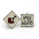 New Fashion Cufflink I Love My Wife Design Cuff Link Men Shirt Charm CufflinksSE