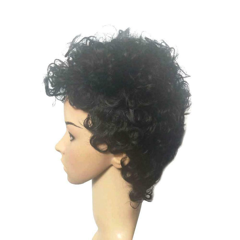 Black Short Curly Wigs Natural Synthetic Hair Wigs for Man Women