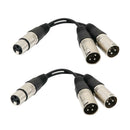 2Pcs XLR Female to Double Male 3Pin MIC Shielded Cable Microphone Audio Lead