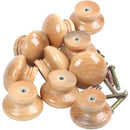 10pcs 35mm Cabinet Knob Kitchen Drawer Cupboard Door Handle Wooden Pull Scr F7J3