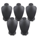 5Pcs Black PU Leather Necklace Bust Display Stands Pendant Jewelry Rack