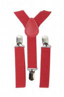 Kids Boys Girls Y-Back Suspender Elastic Adjustable Clip-On Braces Red