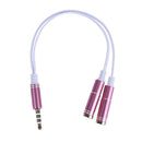 3.5mm Stereo Audio Male to 2 Female Headphone Mic Y Splitter Cable Adapter