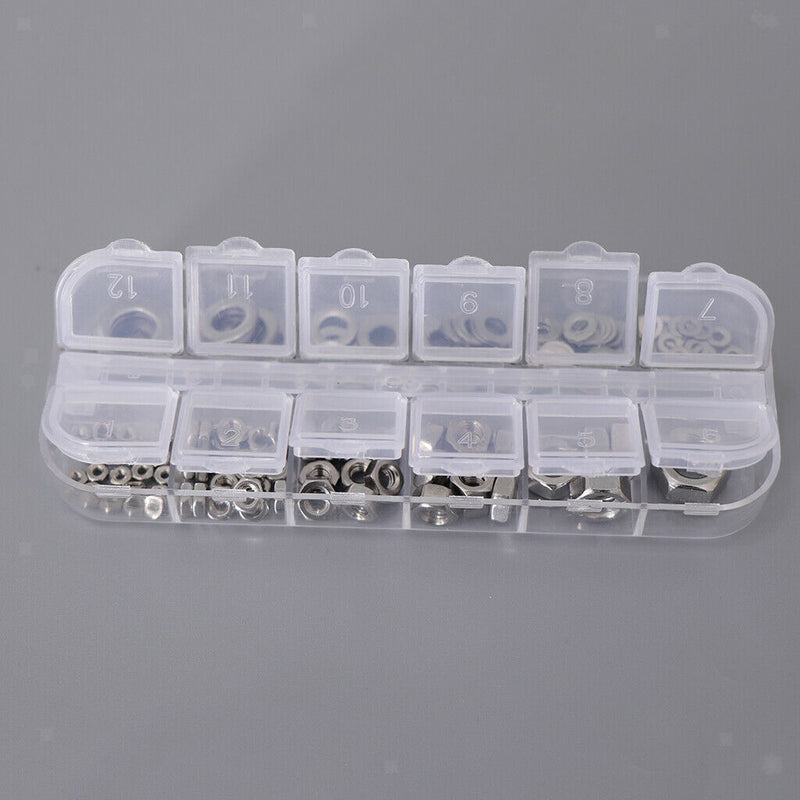 M2,M3,M4,M5,M6,M8 Hex Nuts & Flat Washers Assortment Washer Nuts kit 137pcs