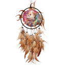 Oil Painting Wolf Totem Dream Catcher Feather Bead Hanging Home Car Decor