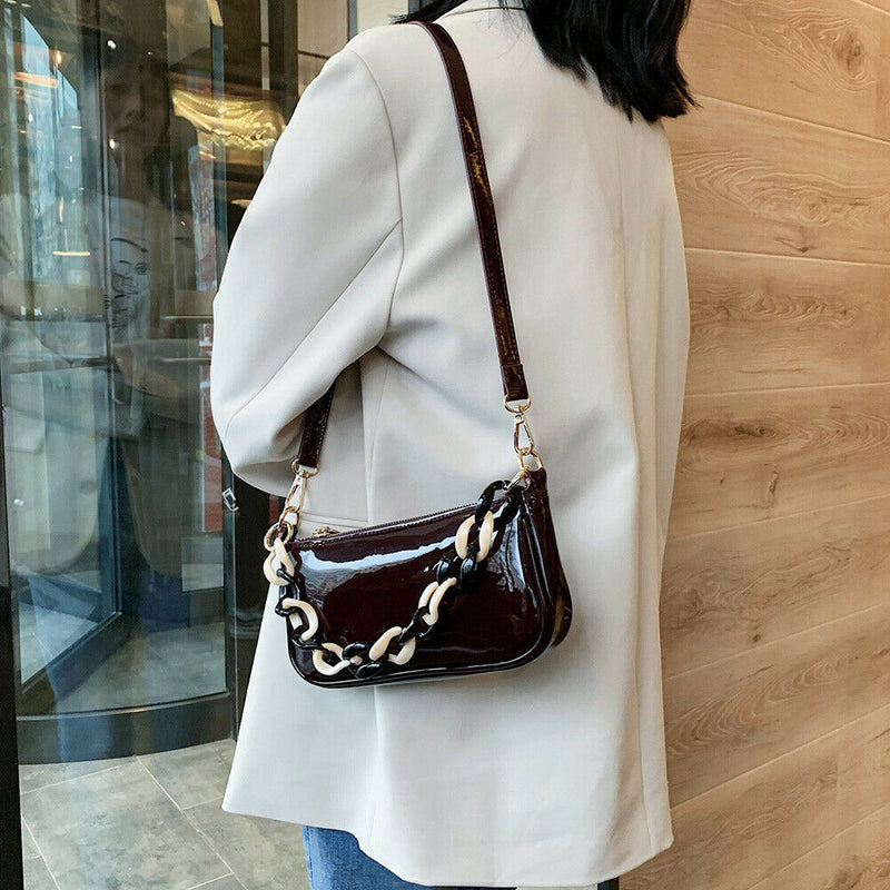 Women Retro PU Leather Shoulder Handbag Small Crossbody Tote Bags (Coffee) A