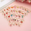20*/SET Girls Kids Cartoon Adjustable Rings Crystal Ring Jewelry Cute Xmas Gift