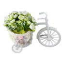 Nostalgic Bicycle Artificial Flower Decor Plant Stand (White+green)