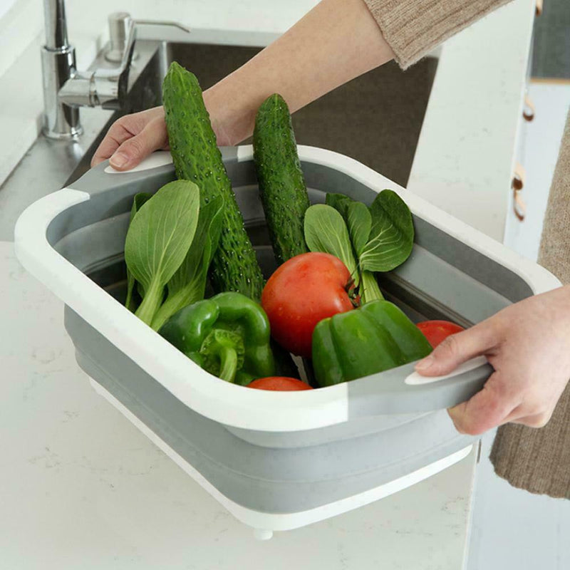 Multifunction Collapsible Cutting Board Drain Basket Basin 2019 Vegetable I9X0