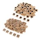 200x Heart Printed Wooden Blocks Puzzle Tile Plaque for Home Decoration 20mm