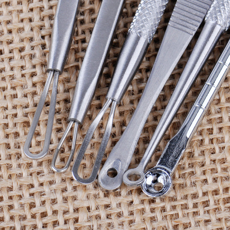 9x Stainless Steel Blackhead Comedone Pimple Blemish Extractor Remover Tool Set
