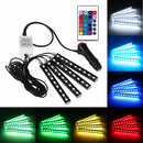 4Pcs 9LED Car Interior Floor Atmosphere Light Strip Remote Control Colorful RGB