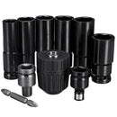 10 Pcs Electric Wrench Screwdriver Hex Socket Head Kits Set for Impact Wren