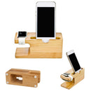 Bamboo Wood Charging Station Charger Dock Stand Holder For  Watch iPhone_3C