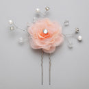 2pcs Wedding Bridal Lace Flower Crystal Beads Pearls Hairpins Hair Clips