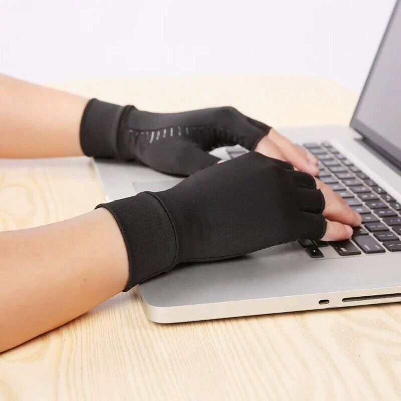 Copper Infused Compression Arthritis Gloves for Men & Women, Fingerless Car J7C2