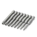 8 Pcs 1/4" 50mm T8-T40 Magnetic Torx Electric Screwdriver Bits Kit Set