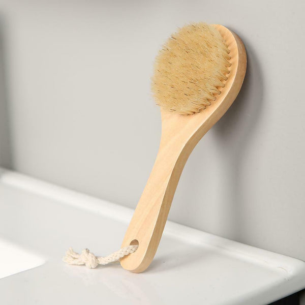Soft Natural Bristle Wood Oval Body Bath Brush SPA Shower Massage Scrubber A#S