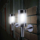 2 STAINLESS STEEL SOLAR POWERED LED WALL LIGHT FENCE LAMP OUTDOOR GARDEN LI A