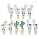 10pcs Cactus Alpaca Llamas Wooden Clips with Rope Photo Clips Hawaiian DecME