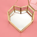 Flip Love Heart Shaped Geometric Glass Jewelry Box Glass Ring Box Exquisite
