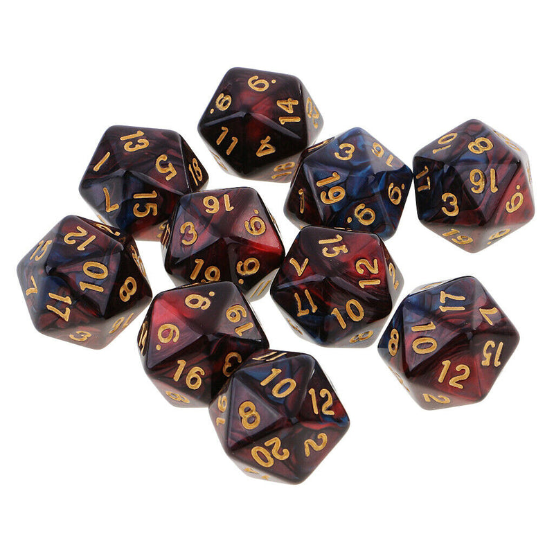 10PCS 20 Sided D20 Dice for Dungeons and Dragons  TRPG Table Games