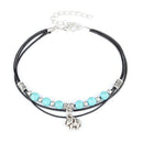 Turquoise Elephant Rope Multi-Layer Handmade Leathe Anklet Chain Bracelet LadySE