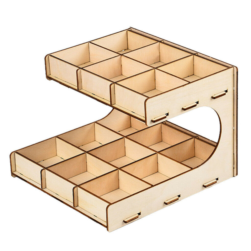 DIY Wooden Paint Rack Ink Storage Organizer 2-layer 15-grid