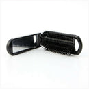 Portable Travel Folding Hair Brush With Mirror Compact Pocket Size Comb-Bla