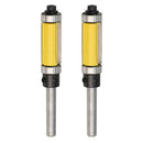 2x 1/4'' Shank Top & Bottom Bearing Flush Trim Router Bit 12.7x25mm Yellow